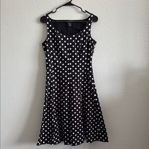 Lauren Ralph Lauren Black & White Polka Dot Fit & Flare Dress Size 8